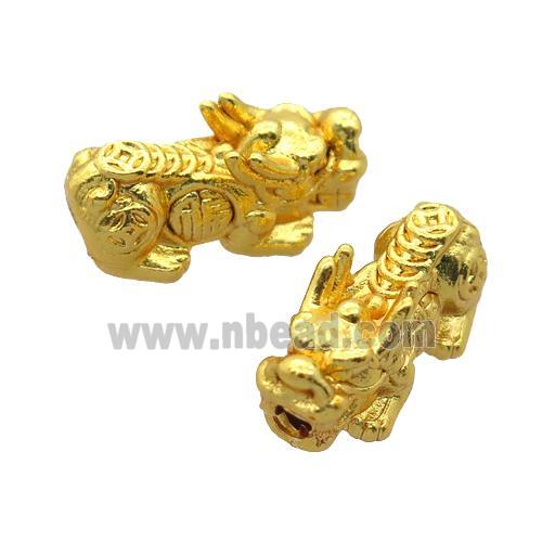 copper Pixiu beads, chinese lucky fortune, unfade, gold plated