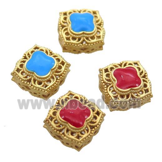 copper square beads with enamel, unfade, duck gold, mixed