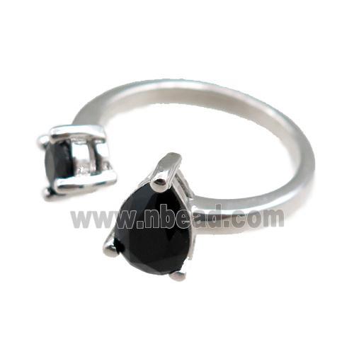 copper Rings paved zircon, adjustable, platinum plated