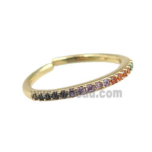 copper Rings pave zircon, adjustable, gold plated