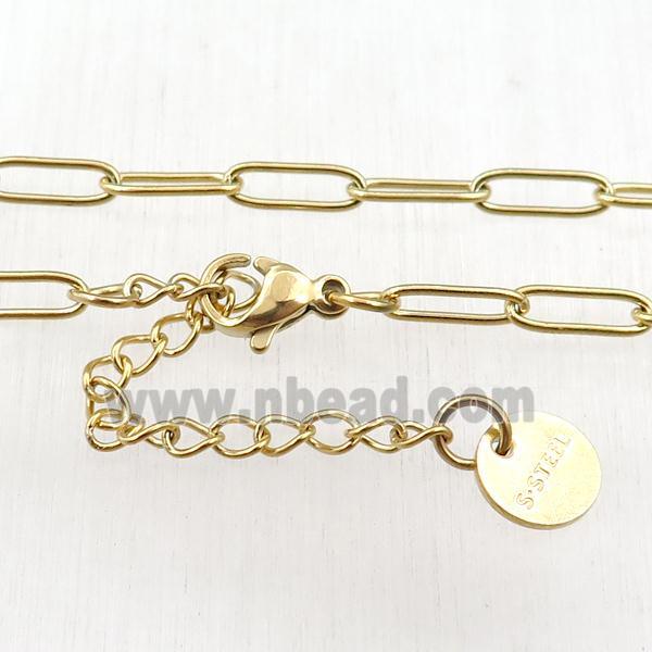 Stainless Steel necklace, gold plated