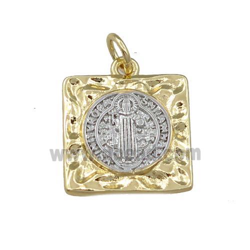 copper square pendant, gold plated