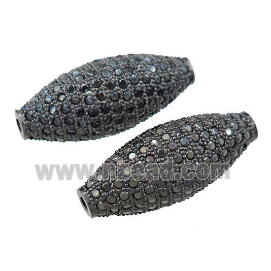 copper barrel beads pave zircon, black plated