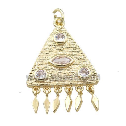 copper triangle pave zircon, gold plated