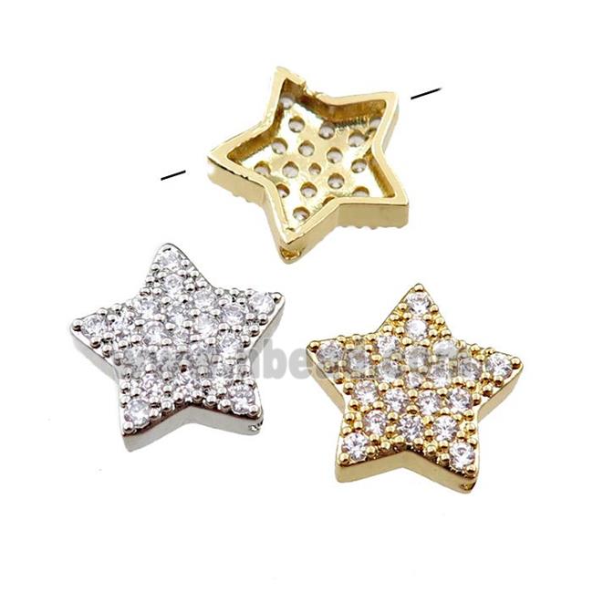 copper star beads pave zircon, mixed