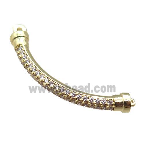 copper stick connector pave zircon, gold plated