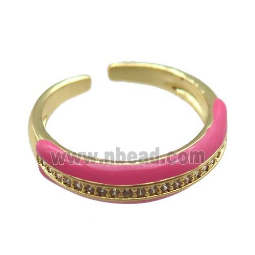 Enameling copper ring pave zircon, gold plated