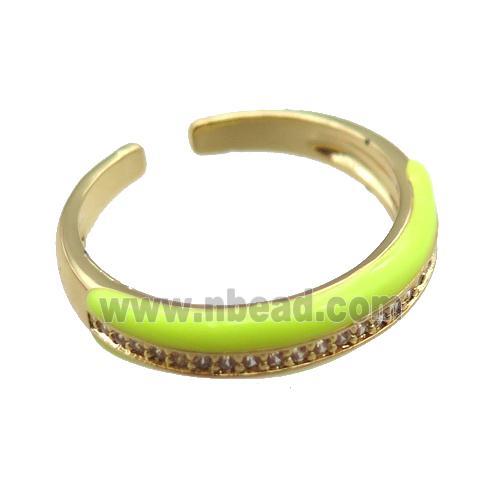 Enameling copper ring pave zircon, gold plated