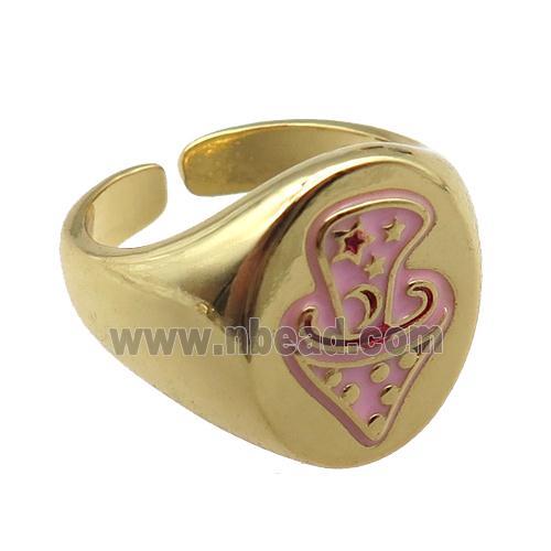 adjustable copper rings, enameling, gold plated