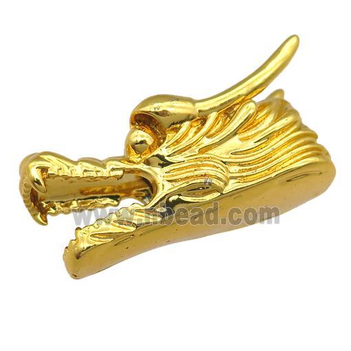 copper dragonhead charm beads, gold plated
