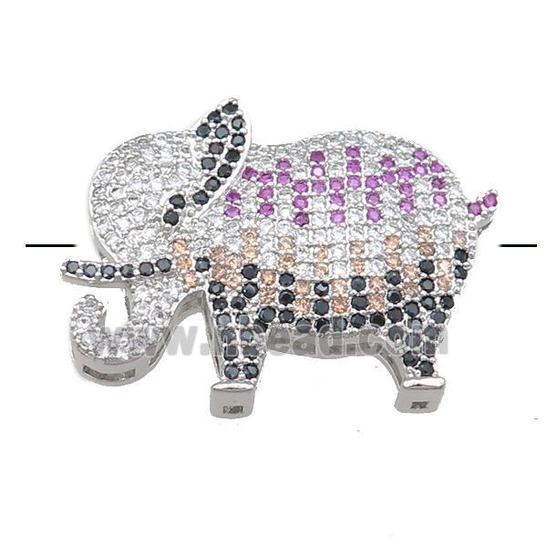copper elephant beads pave zircon, platinum plated