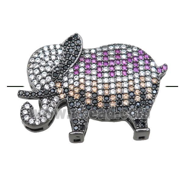 copper elephant beads pave zircon, black plated