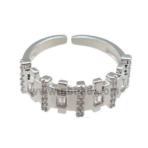 adjustable copper Rings pave zircon, platinum plated