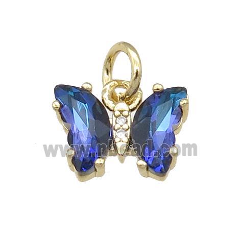 dp.blue Crystal Glass Butterfly Pendant, gold plated