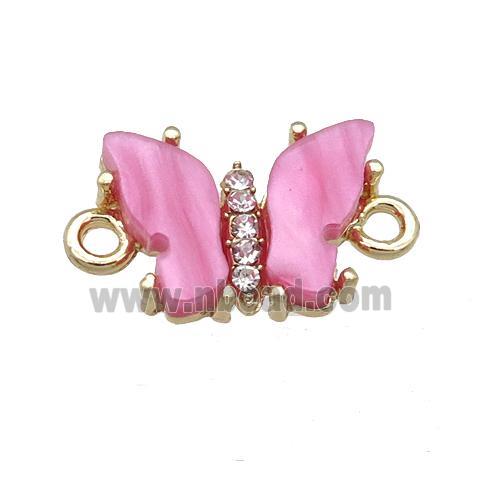 pink Resin Butterfly Connector, gold plated
