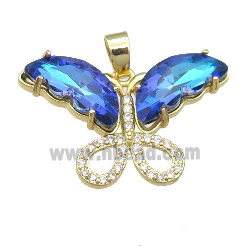 dp.blue Crystal Glass Butterfly Pendant, gold plated