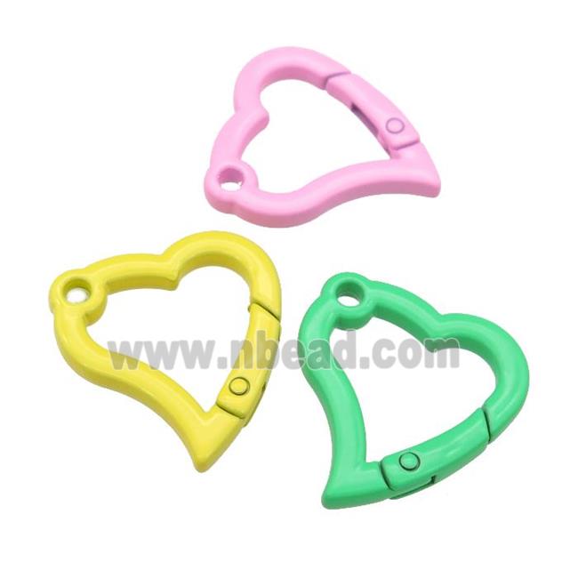 Alloy heart Carabiner Clasp with Lacquered Fired, mix color