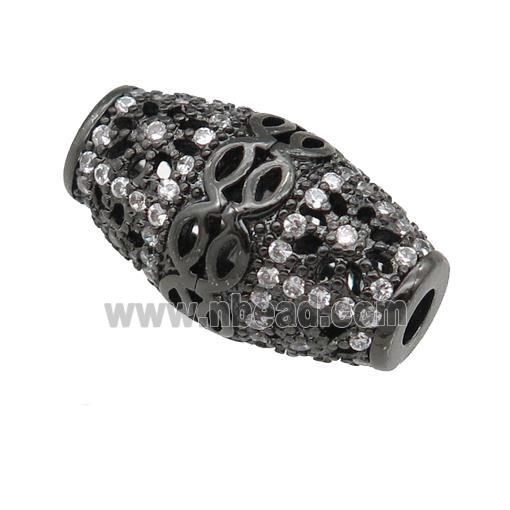 copper rice beads pave zircon, black plated