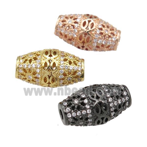 copper rice beads pave zircon, mixed