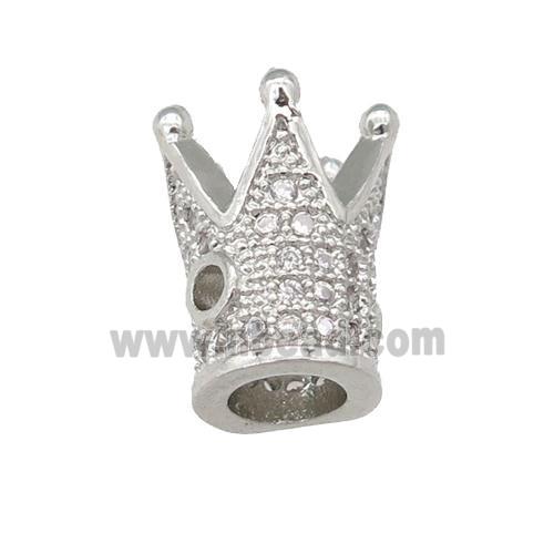 copper Crown beads pave zircon, platinum plated
