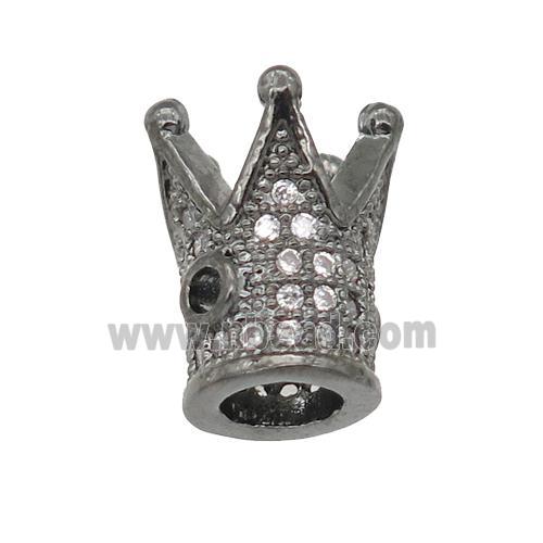 copper Crown beads pave zircon, black plated