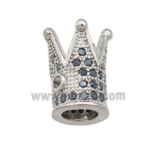 copper Crown beads pave zircon, platinum plated