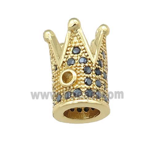 copper Crown beads pave zircon, gold plated