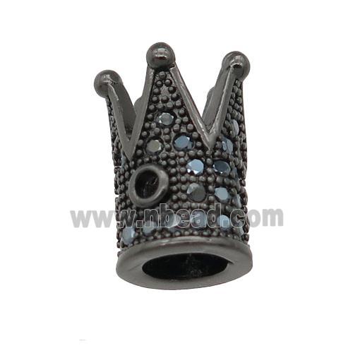 copper Crown beads pave zircon, black plated