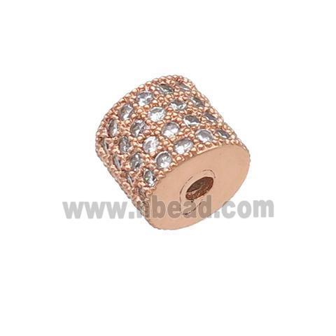 copper tube beads pave zircon, rose gold