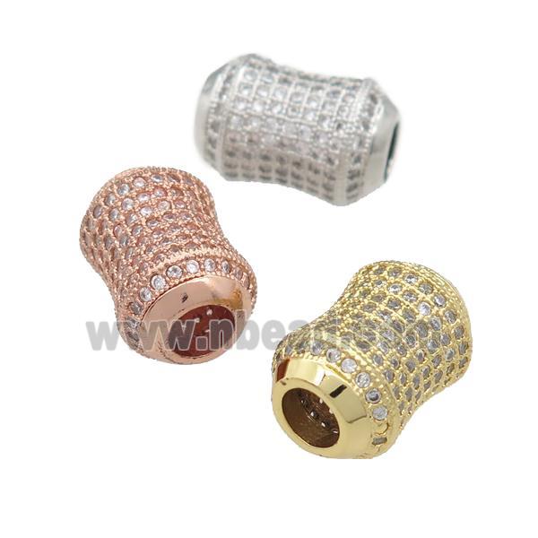 copper bamboo beads pave zircon, large hole, mixed