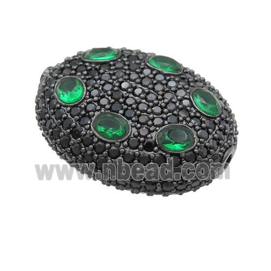 copper oval beads pave green zircon, black plated