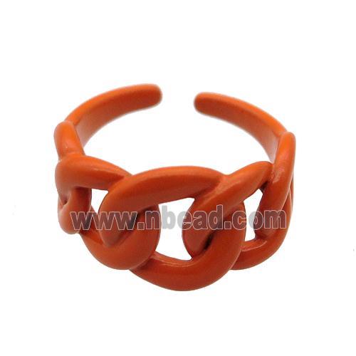 copper Ring with orange fire Lacquered