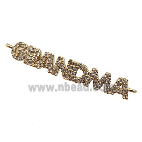 copper GRANDMA connector paved zircon, gold plated