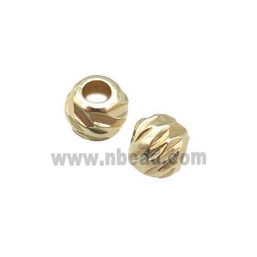 round copper carved beads, gold plated