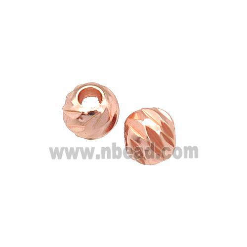 round copper carved beads, rose gold
