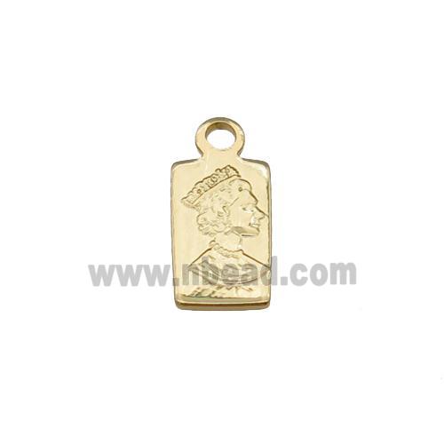 copper Queen pendant, rectangle, gold plated