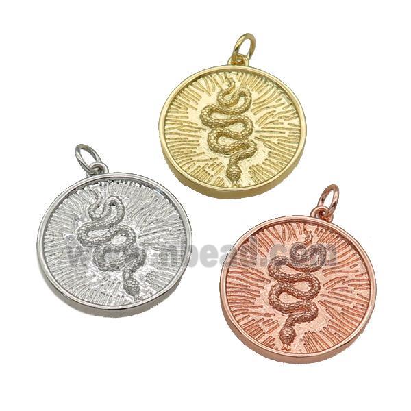 copper circle Snake pendant, mixed