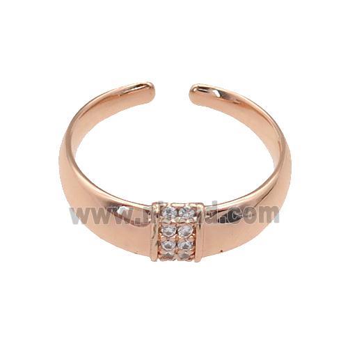 copper Ring paved zircon, rose gold