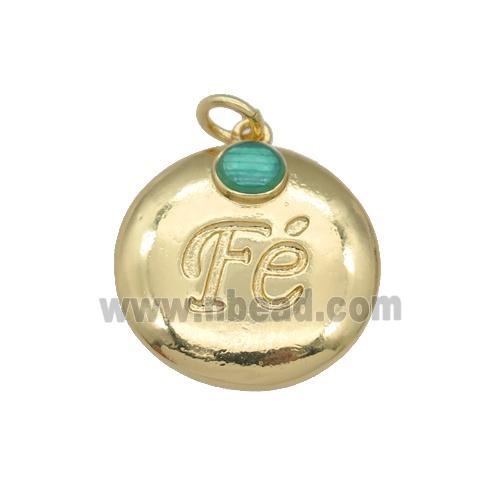 copper Coin pendant, gold plated