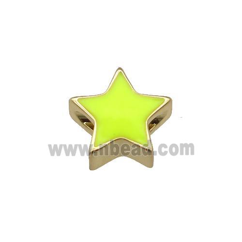 copper Star beads with yellow enamel, gold plated