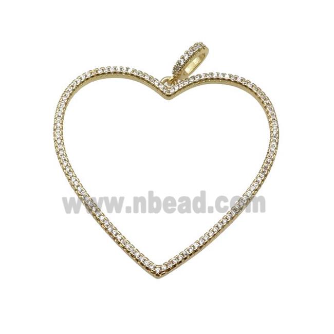 copper Heart pendant paved zircon, gold plated