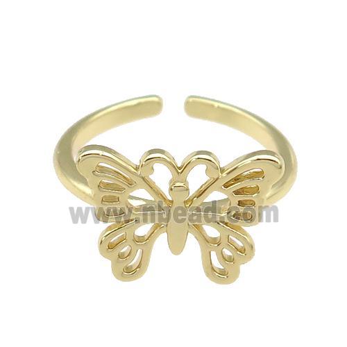 copper Butterfly Rings, gold plated