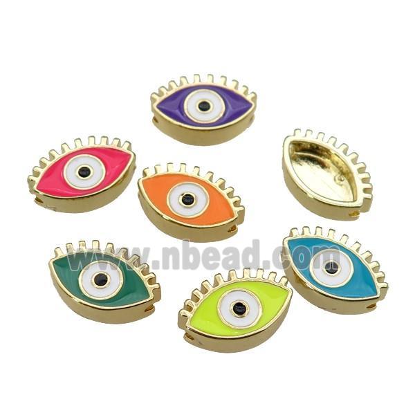 copper Evil Eye beads with enamel, gold plated, mixed