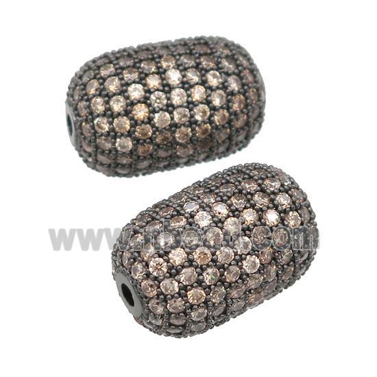 copper barrel Beads pave champagne zircon, black plated
