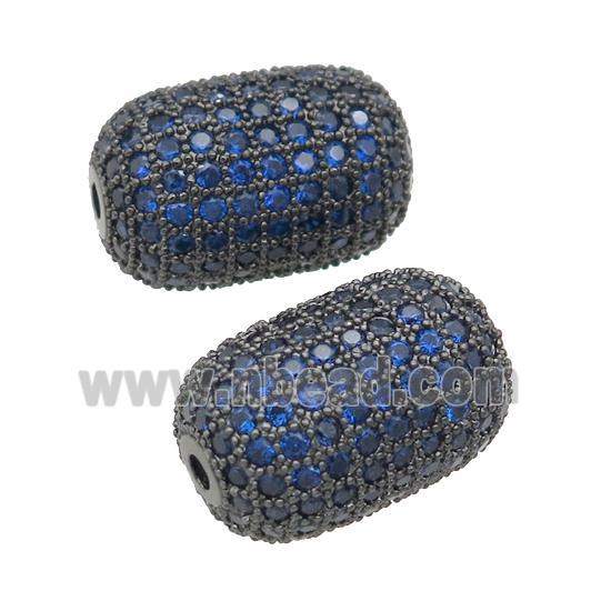 copper barrel Beads pave blue zircon, black plated