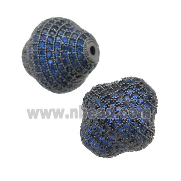 copper bicone beads pave blue zircon, black plated