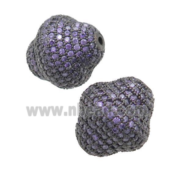 copper bicone beads pave purple zircon, black plated