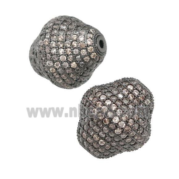 copper bicone beads pave champagne zircon, black plated