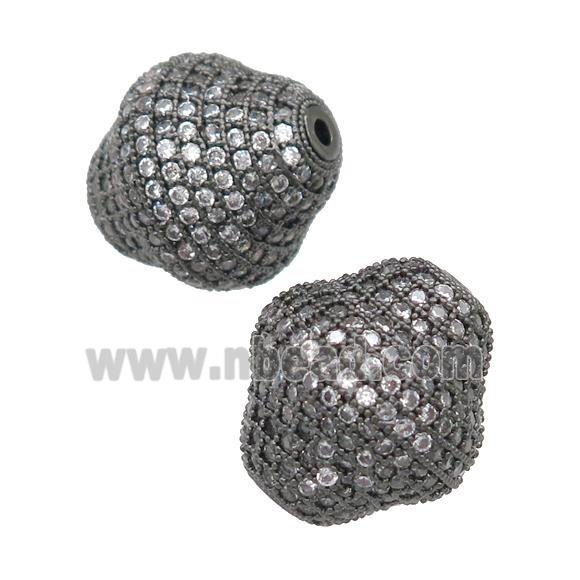 copper bicone Beads pave zircon, black plated
