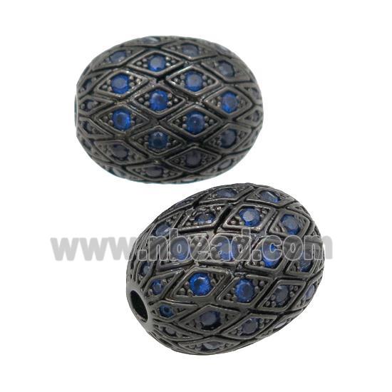 copper barrel Beads paved blue zircon, black plated